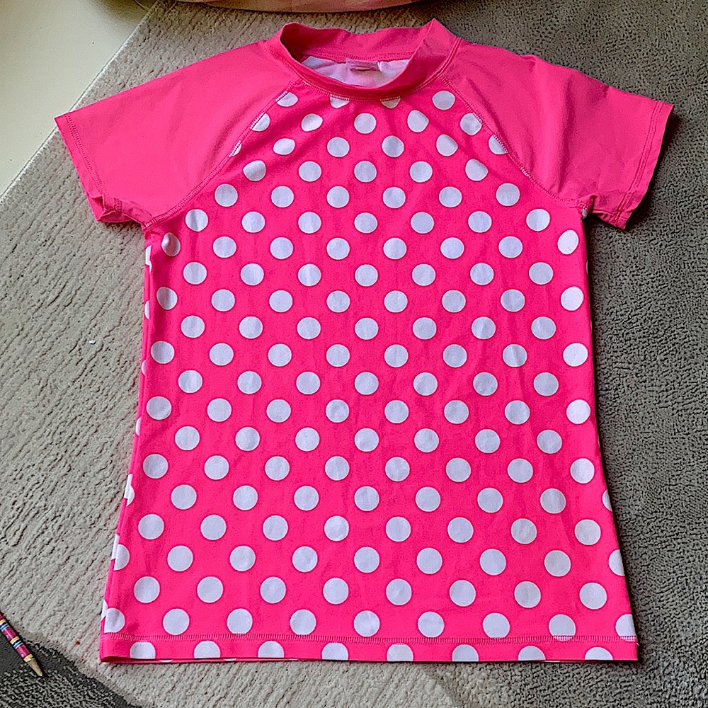 Cutest little pink Polk•a•dot swim shirt